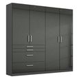 Rauch Homburg 181cm 4 Door Wardrobe with Drawer - Metallic Dark Grey and High Gloss Grey