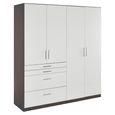 Rauch Homburg 181cm 4 Door Wardrobe with Drawer - Metallic Dark Grey and High Gloss White