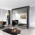 Rauch Koblenz 181cm 2 Door Mirrored Sliding Wardrobe - Metallic Dark Grey and Grey Mirror