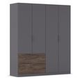 Rauch Koda 181cm 4 Door Wardrobe with RHF Drawers - Metallic Dark Grey