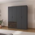 Rauch Koda 181cm 4 Door Wardrobe with RHF Drawers - Metallic Dark Grey