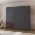 Rauch Koda 226cm 5 Door Wardrobe with RHF Drawers - Metallic Dark Grey