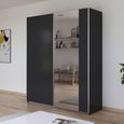 Rauch Kronach 175cm 2 Door Sliding Wardrobe with Mirror - Metallic Dark Grey