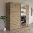Kronach Sliding Mirror Wardrobe - 218cm - 2 Door - Artisan Oak
