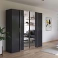 Rauch Kronach 225cm 4 Door Wardrobe with Mirror - Metallic Dark Grey