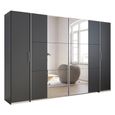 Rauch Kronach 311cm 4 Door Wardrobe with Mirror - Metallic Dark Grey