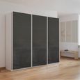 Kulmbach Sliding Wardrobe - 203cm - 3 Door - Alpine White & Basalt Glass