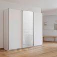 Kulmbach Sliding Wardrobe - 203cm - 3 Door - Alpine White & White Glass Front