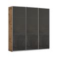 Kulmbach Sliding Wardrobe - 203cm - 3 Door - Artisan Oak & Basalt Glass