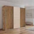 Kulmbach Sliding Wardrobe - 203cm - 3 Door - Artisan Oak & Champagne Glass Front