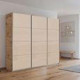 Kulmbach Sliding Wardrobe - 203cm - 3 Door - Artisan Oak & Champagne Glass