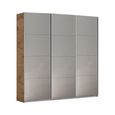 Rauch Kulmbach 203cm 3 Door Sliding Wardrobe - Artisan Oak and Grey High Gloss