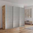 Rauch Kulmbach 203cm 3 Door Sliding Wardrobe - Artisan Oak and Grey High Gloss