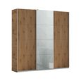 Kulmbach Sliding Wardrobe - 203cm - 3 Door - Artisan Oak & Silk Grey Glass Front
