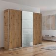 Kulmbach Sliding Wardrobe - 203cm - 3 Door - Artisan Oak & Silk Grey Glass Front