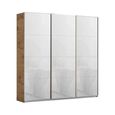 Kulmbach Sliding Wardrobe - 203cm - 3 Door - Artisan Oak & White Glass