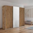 Kulmbach Sliding Wardrobe - 203cm - 3 Door - Artisan Oak & White Glass Front