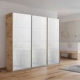 Kulmbach Sliding Wardrobe - 203cm - 3 Door - Artisan Oak & White Glass