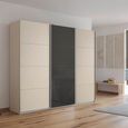 Kulmbach Sliding Wardrobe - 203cm - 3 Door - Champagne & Basalt Glass Front