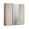 Kulmbach Sliding Wardrobe - 203cm - 3 Door - Champagne & Silk Grey Glass Front
