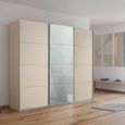Kulmbach Sliding Wardrobe - 203cm - 3 Door - Champagne & Silk Grey Glass Front