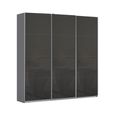 Kulmbach Sliding Wardrobe - 203cm - 3 Door - Metallic Dark Grey & Basalt Glass