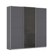 Kulmbach Sliding Wardrobe - 203cm - 3 Door - Metallic Dark Grey & Basalt Glass Front