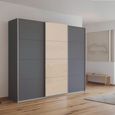 Kulmbach Sliding Wardrobe - 203cm - 3 Door - Metallic Dark Grey & Champagne Glass Front