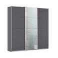 Kulmbach Sliding Wardrobe - 203cm - 3 Door - Metallic Dark Grey & Silk Grey Glass Front