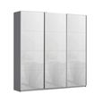Kulmbach Sliding Wardrobe - 203cm - 3 Door - Metallic Dark Grey & White Glass