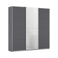 Kulmbach Sliding Wardrobe - 203cm - 3 Door - Metallic Dark Grey & White Glass Front