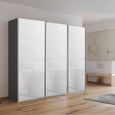 Kulmbach Sliding Wardrobe - 203cm - 3 Door - Metallic Dark Grey & White Glass