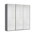 Rauch Kulmbach 203cm 3 Door Sliding Wardrobe - Metallic Dark Grey and White High Gloss