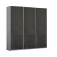 Kulmbach Sliding Wardrobe - 203cm - 3 Door - Silk Grey & Basalt Glass