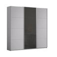 Kulmbach Sliding Wardrobe - 203cm - 3 Door - Silk Grey & Basalt Glass Front