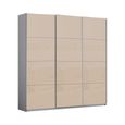 Kulmbach Sliding Wardrobe - 203cm - 3 Door - Silk Grey & Champagne Glass