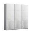 Kulmbach Sliding Wardrobe - 203cm - 3 Door - Silk Grey & White Glass