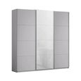 Kulmbach Sliding Wardrobe - 203cm - 3 Door - Silk Grey & White Glass Front