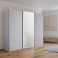Kulmbach Sliding Wardrobe - 203cm - 3 Door - Silk Grey & White Glass Front