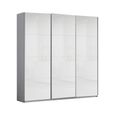 Rauch Kulmbach 203cm 3 Door Sliding Wardrobe - Silk Grey and White High Gloss