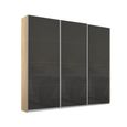 Kulmbach Sliding Wardrobe - 203cm - 3 Door - Sonoma Oak & Basalt Glass