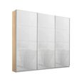 Kulmbach Sliding Wardrobe - 203cm - 3 Door - Sonoma Oak & White Glass