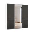 Kulmbach Sliding Mirror Wardrobe - 203cm - 3 Door - Alpine White & Basalt Glass