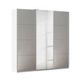 Rauch Kulmbach 203cm 3 Door Sliding Wardrobe with Mirror - Alpine White and Grey High Gloss