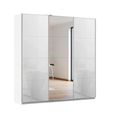 Kulmbach Sliding Mirror Wardrobe - 203cm - 3 Door - Alpine White & White Glass