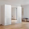 Kulmbach Sliding Mirror Wardrobe - 203cm - 3 Door - Alpine White & White Glass