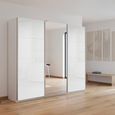 Rauch Kulmbach 203cm 3 Door Sliding Wardrobe with Mirror - Alpine White and White High Gloss