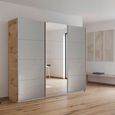 Rauch Kulmbach 203cm 3 Door Sliding Wardrobe with Mirror - Artisan Oak and Grey High Gloss