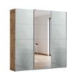 Kulmbach Sliding Mirror Wardrobe - 203cm - 3 Door - Artisan Oak & Silk Grey Glass