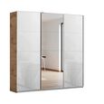 Kulmbach Sliding Mirror Wardrobe - 203cm - 3 Door - Artisan Oak & White Glass